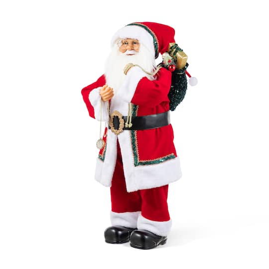 Glitzhome® 32" Oversized Faux Fur Traditional Christmas Santa Figurine